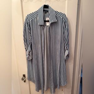 NWT Torrid Gauze Open Front Shirt Kimono in Stripe Gulf Coast